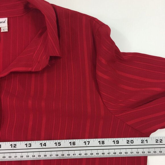 Fred David Stretch Womens Red Button Down Blouse Office Work Church Top Size L - Picture 11 of 12